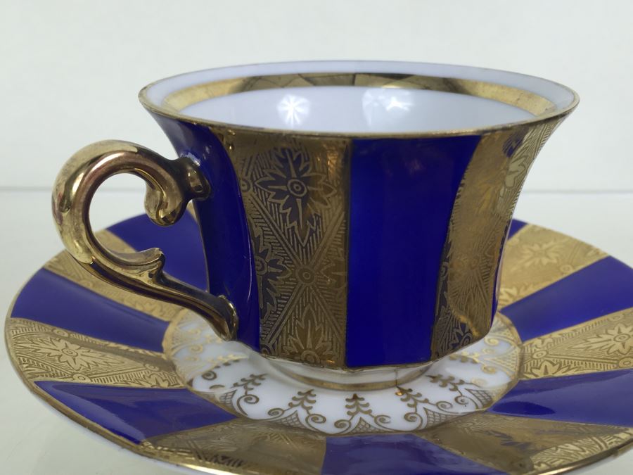 Set Of 5 Cups And Saucers With Woven Reticulated Plates [Photo 19]