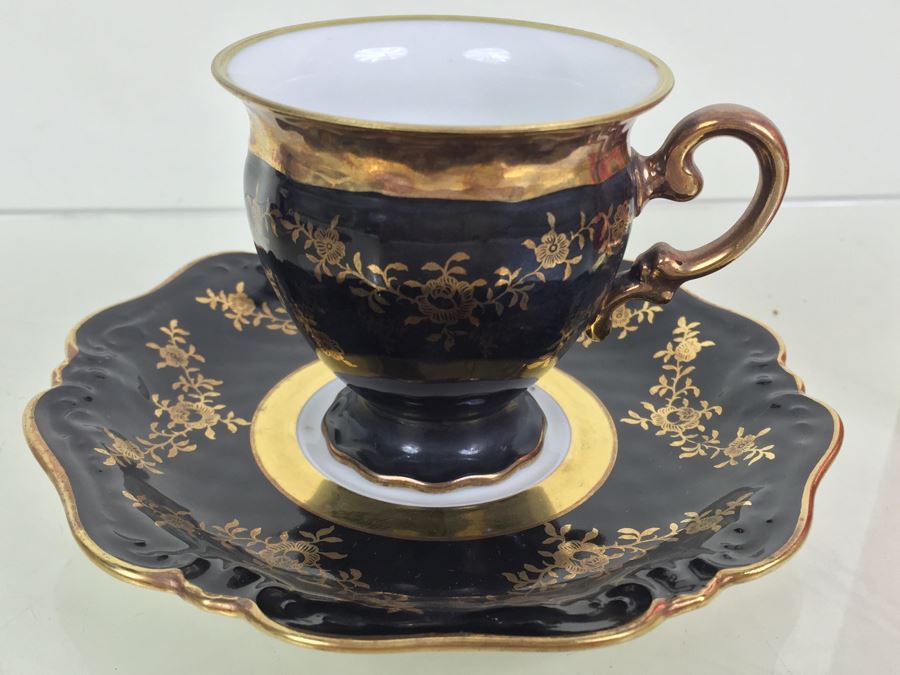 Set Of 5 Cups And Saucers With Woven Reticulated Plates [Photo 23]