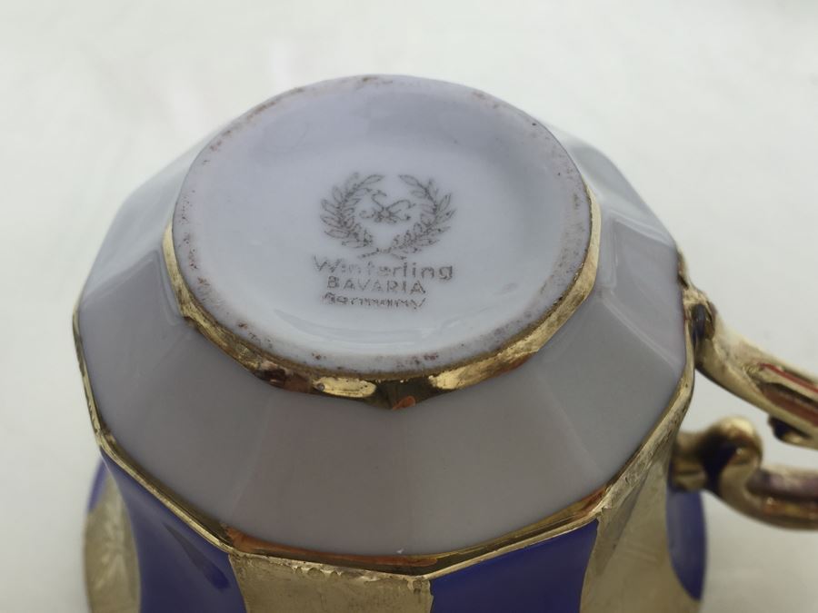 Set Of 5 Cups And Saucers With Woven Reticulated Plates [Photo 22]