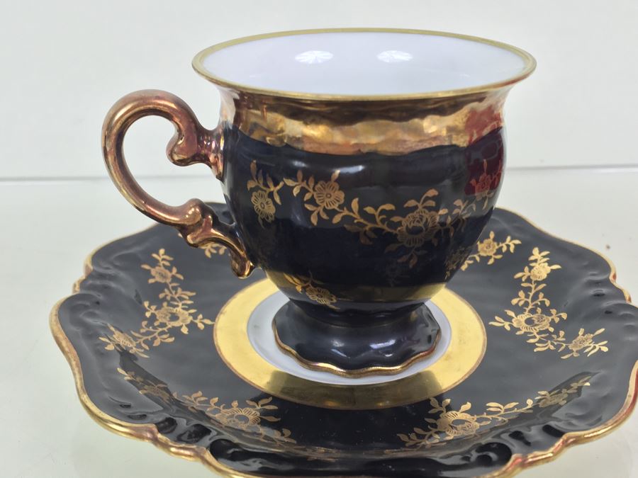 Set Of 5 Cups And Saucers With Woven Reticulated Plates [Photo 24]