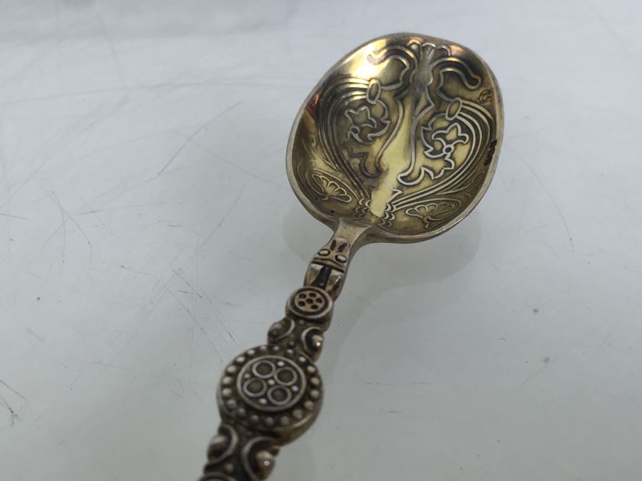 Birmingham England Barker Brothers Ltd. Sterling Silver Spoon Set With Original Case And Figural Sterling Napkin Ring 79g $41 Melt Value [Photo 9]