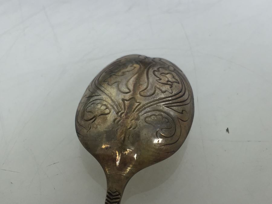 Birmingham England Barker Brothers Ltd. Sterling Silver Spoon Set With Original Case And Figural Sterling Napkin Ring 79g $41 Melt Value [Photo 10]