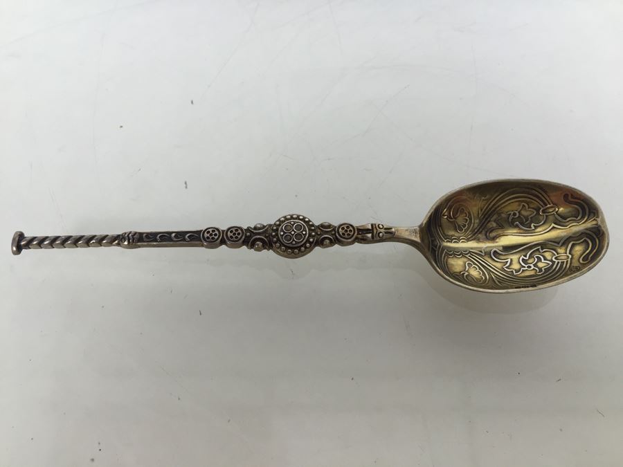 Birmingham England Barker Brothers Ltd. Sterling Silver Spoon Set With Original Case And Figural Sterling Napkin Ring 79g $41 Melt Value [Photo 4]