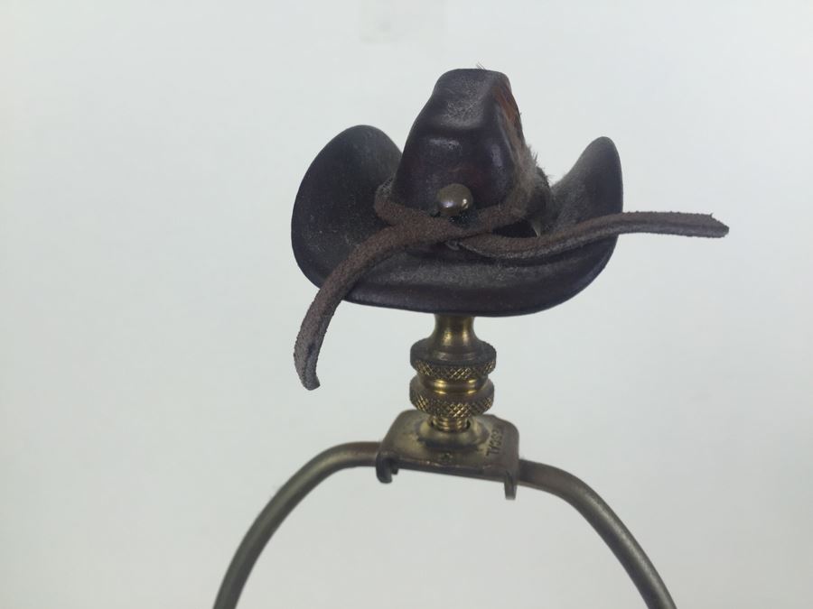 Painted Ceramic Western Cowboy Boot Lamp With Cowboy Hat Finial [Photo 12]