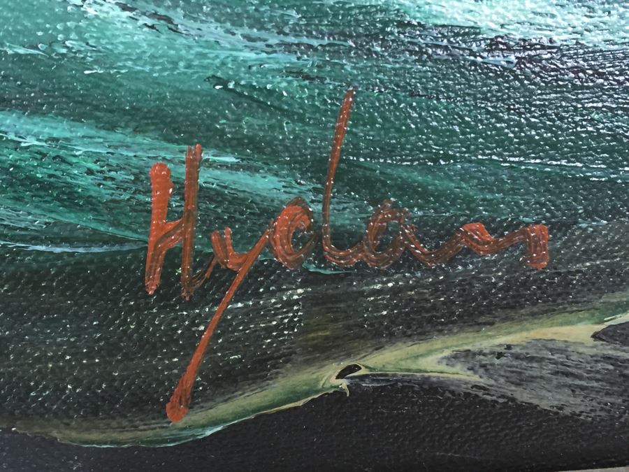 Original Oil Painting Of Large Sailing Ship On Rough Seas Signed By Artist Hayden [Photo 3]