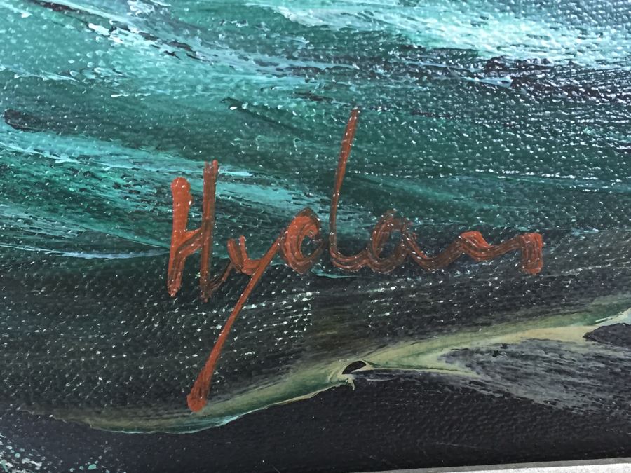 Original Oil Painting Of Large Sailing Ship On Rough Seas Signed By Artist Hayden [Photo 9]