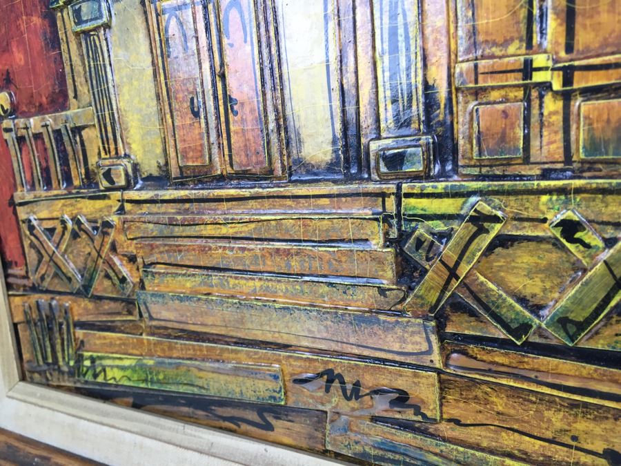 Mixed Media Relief Original Painting Signed By Arist Dale Rousey South Laguna California On Back [Photo 10]