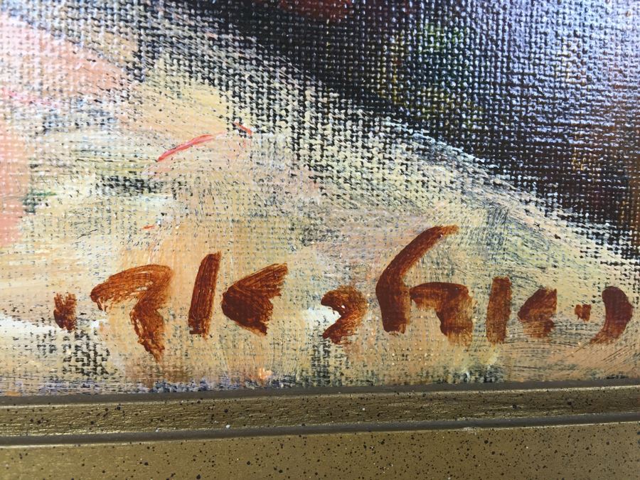 Original Oil Painting On Canvas Of Woman In Prayer Under Candlelight Signed By Artist [Photo 3]