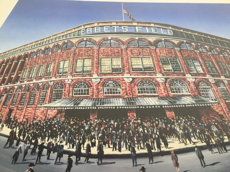 Nostalgia Limited Edition Print Signed By Artist Marv Herbert 97/5000 Showing Crowd Entering Ebbets Field In Brooklyn New York City [Photo 3]