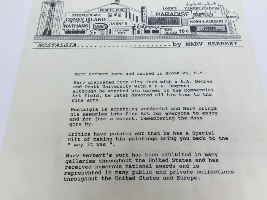 Nostalgia Limited Edition Print Signed By Artist Marv Herbert 97/5000 Showing Crowd Entering Ebbets Field In Brooklyn New York City [Photo 14]