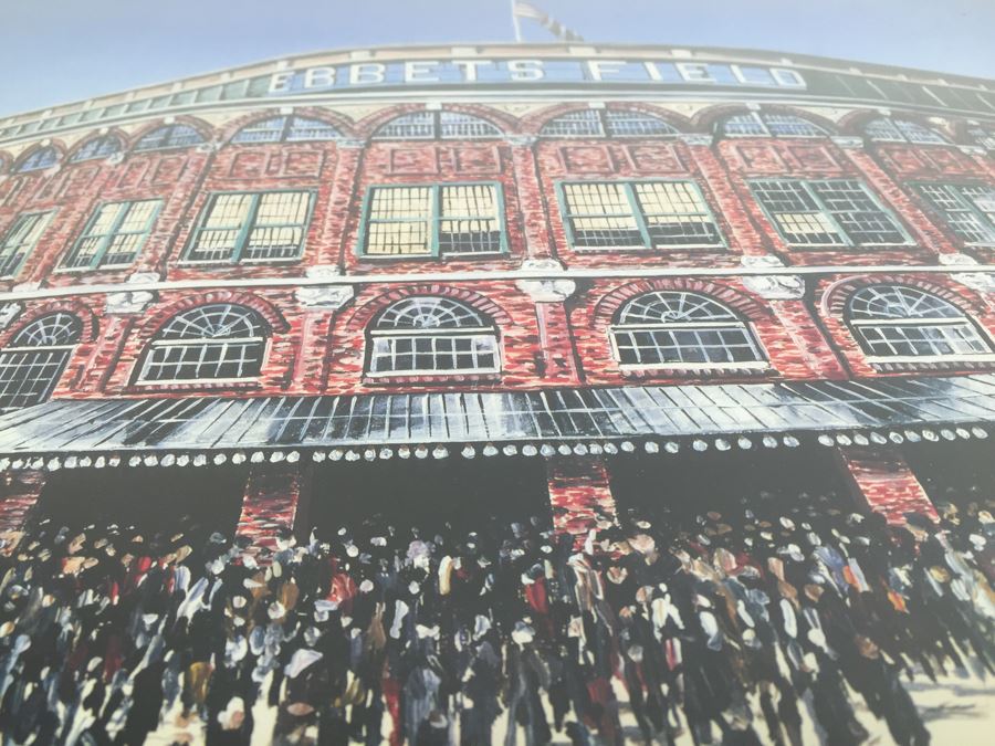 Nostalgia Limited Edition Print Signed By Artist Marv Herbert 97/5000 Showing Crowd Entering Ebbets Field In Brooklyn New York City [Photo 10]