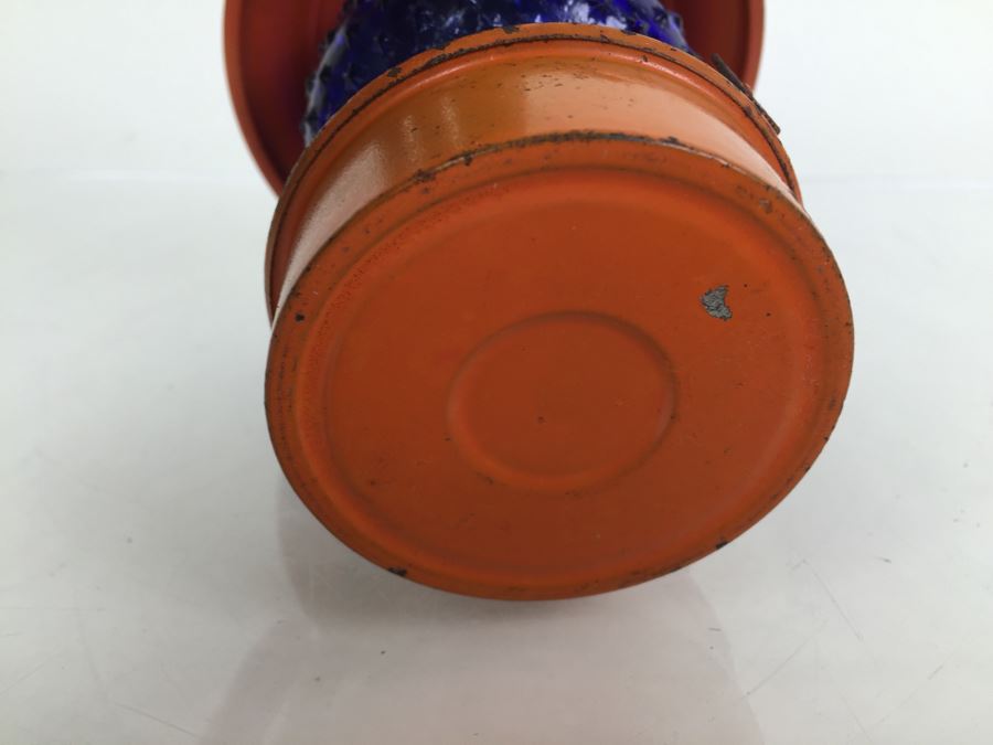 Vintage Small Orange Lantern With Blue Star Glass Globe [Photo 3]