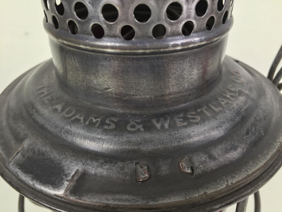 The Adams & Westlake Co. Adlake Kero 4-40 Railroad Lantern With Red Globe Great Condition C & O Chesapeake and Ohio Railway Railroad [Photo 5]