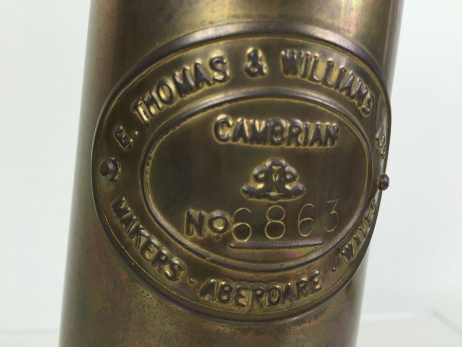 Solid Brass Miners' Lamp E. Thomas & Williams Ltd Cambrian No 6863 Oil Lantern Makers Aberdare Wales [Photo 5]