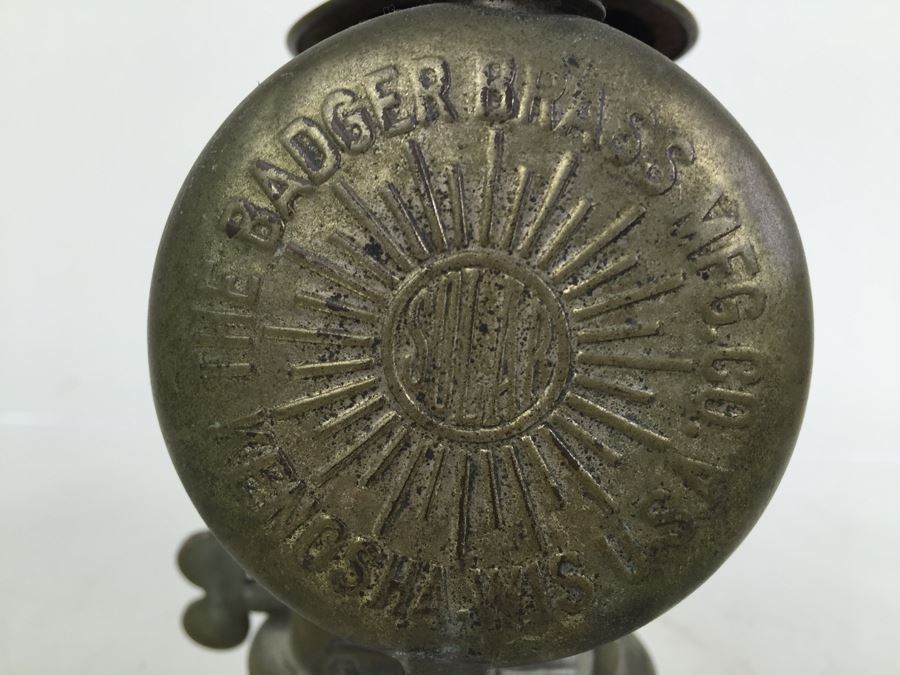 The Badger Brass Mfg Co. Kenosha, Was., U.S.A. Solar Lantern Bicycle Carbide Lamp With Red & Green Side Lenses [Photo 9]