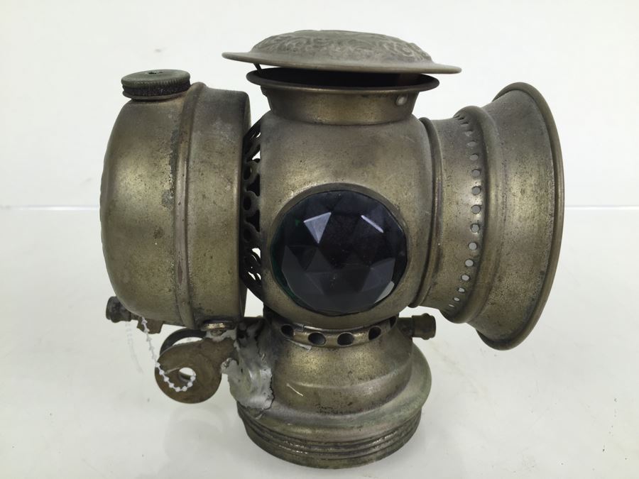 The Badger Brass Mfg Co. Kenosha, Was., U.S.A. Solar Lantern Bicycle Carbide Lamp With Red & Green Side Lenses