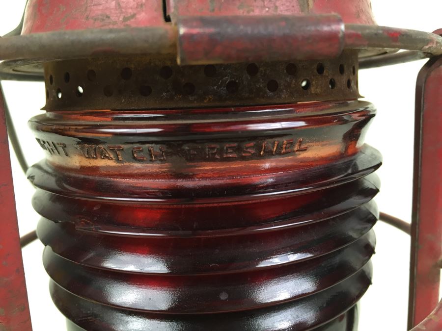Red Dietz Night Watch Lantern Syracuse NY USA With Red Globe Stamped S. D. G. & E. Co. [Photo 9]