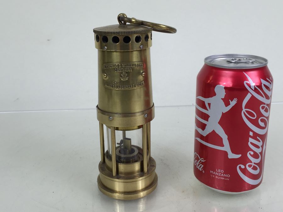 Solid Brass Miners' Lamp E. Thomas & Williams Ltd Cambrian No HS 8771 Oil Lantern Makers Aberdare Wales