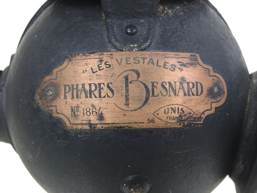 Antique Automobile Light 'Les Vestales' Phares Besnard No. 1864 UNIS France [Photo 3]