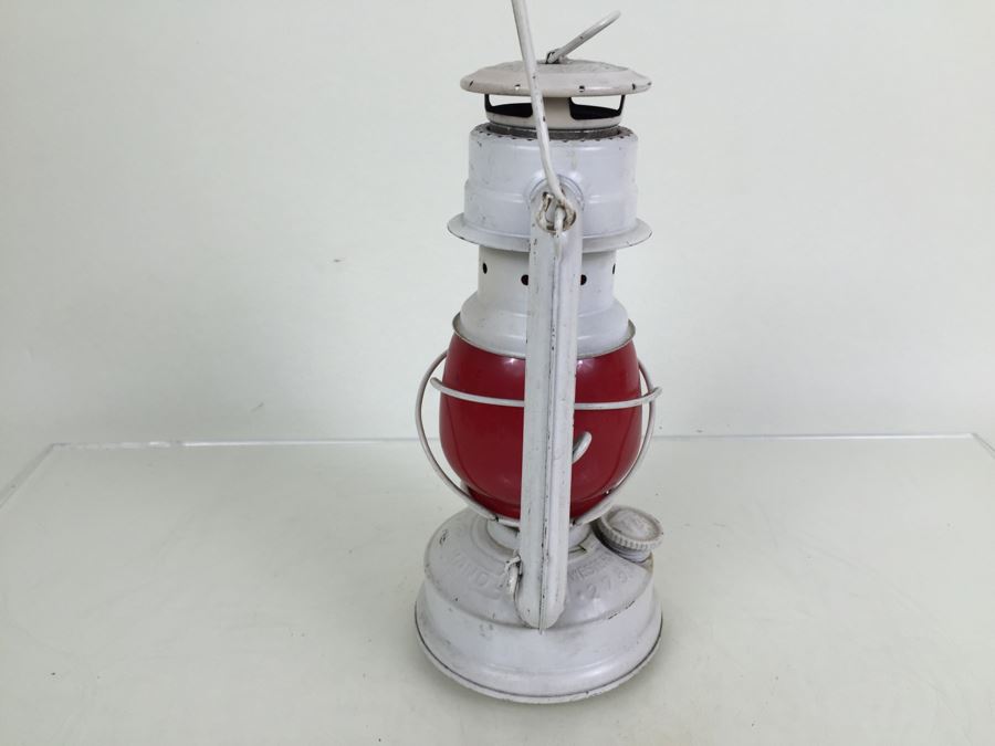 Vintage Original Nier Feuerhand Feuer Hand Western Germany 275 Baby Oil Kerosene White Metal Red Glass Collectible Lantern [Photo 10]