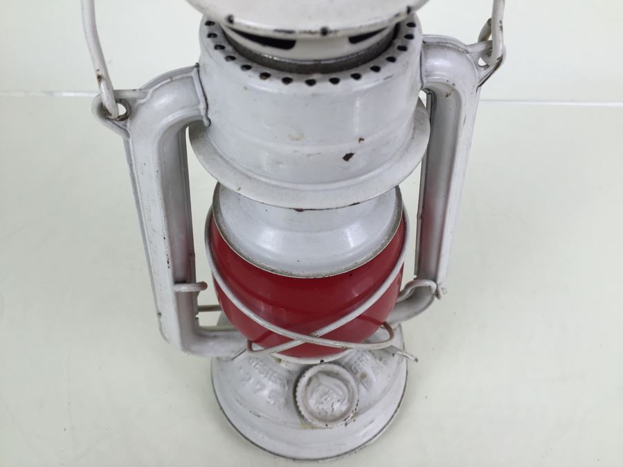 Vintage Original Nier Feuerhand Feuer Hand Western Germany 275 Baby Oil Kerosene White Metal Red Glass Collectible Lantern [Photo 15]