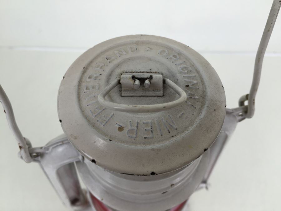 Vintage Original Nier Feuerhand Feuer Hand Western Germany 275 Baby Oil Kerosene White Metal Red Glass Collectible Lantern [Photo 14]