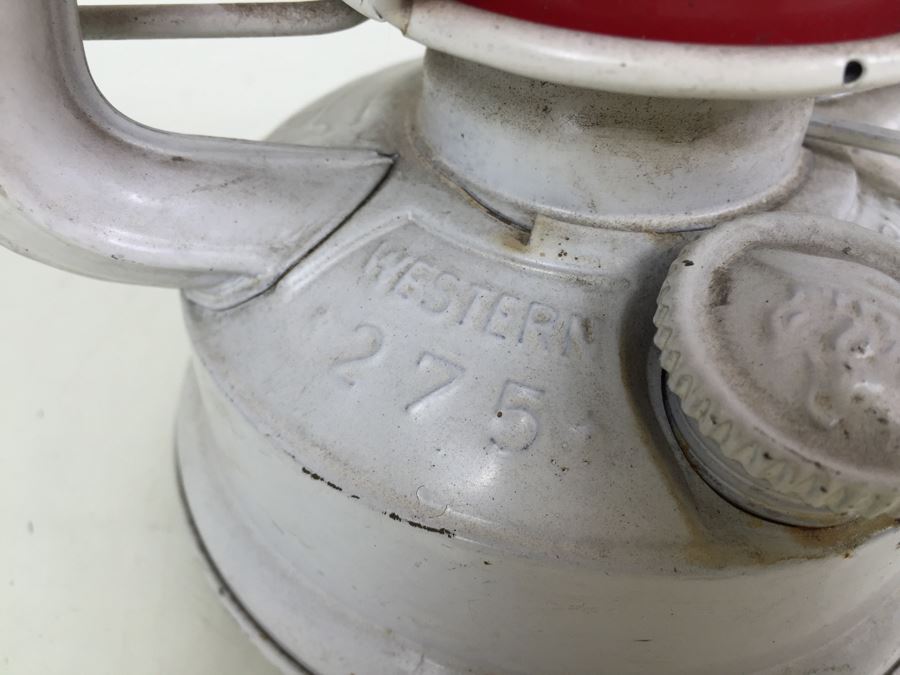 Vintage Original Nier Feuerhand Feuer Hand Western Germany 275 Baby Oil Kerosene White Metal Red Glass Collectible Lantern [Photo 5]