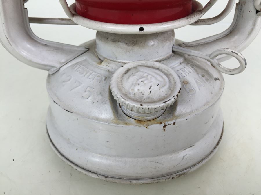 Vintage Original Nier Feuerhand Feuer Hand Western Germany 275 Baby Oil Kerosene White Metal Red Glass Collectible Lantern [Photo 4]