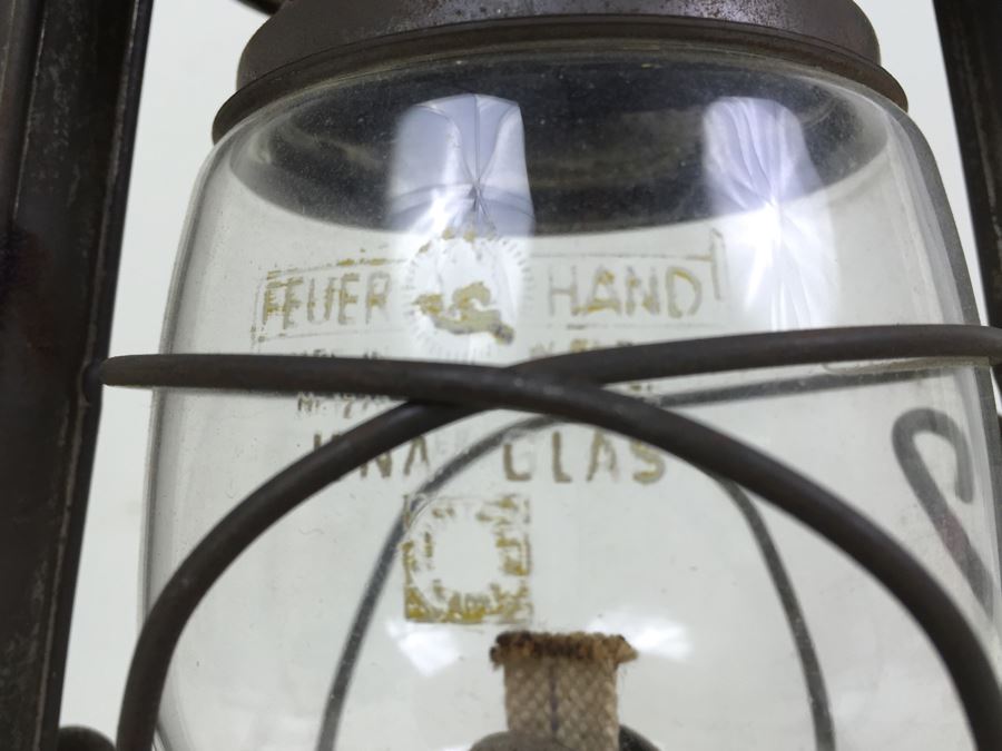 Vintage German Sturmkappe Lantern With Original Glass Jena Feuerhand Feuer Hand Lamp Firehand [Photo 3]