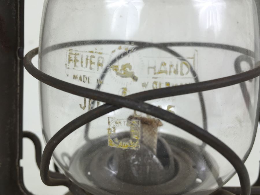 Vintage German Sturmkappe Lantern With Original Glass Jena Feuerhand Feuer Hand Lamp Firehand [Photo 7]