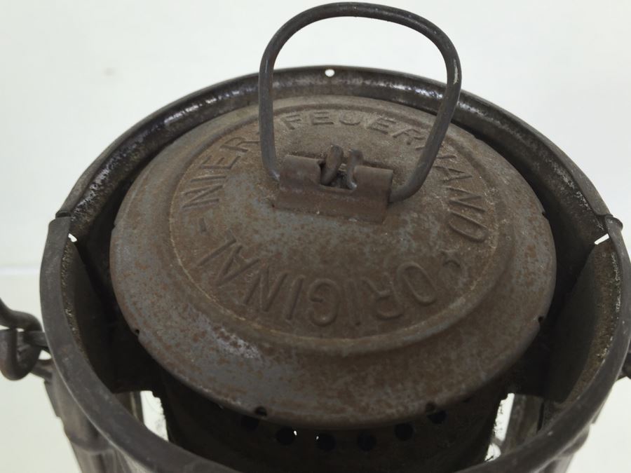 Vintage German Sturmkappe Lantern With Original Glass Jena Feuerhand Feuer Hand Lamp Firehand [Photo 11]