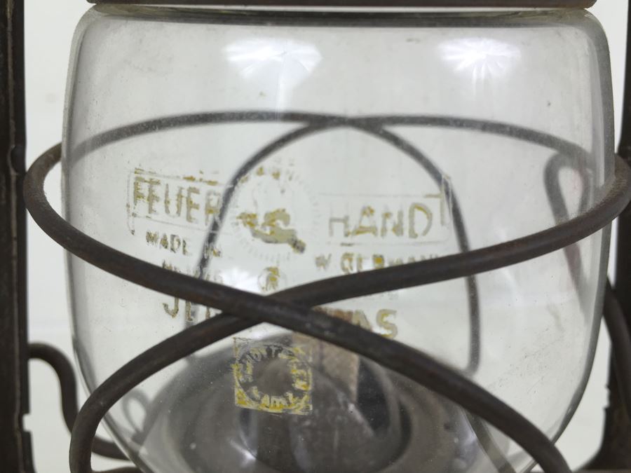 Vintage German Sturmkappe Lantern With Original Glass Jena Feuerhand Feuer Hand Lamp Firehand [Photo 9]