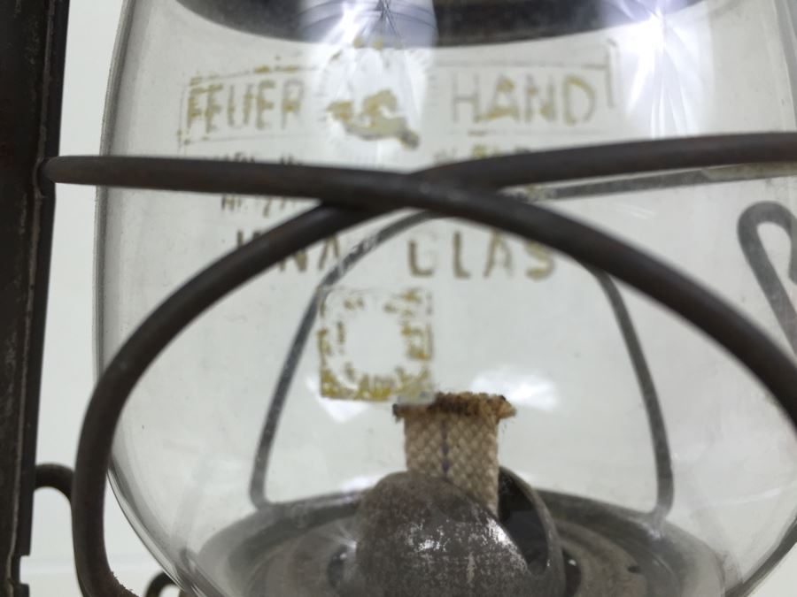 Vintage German Sturmkappe Lantern With Original Glass Jena Feuerhand Feuer Hand Lamp Firehand [Photo 8]