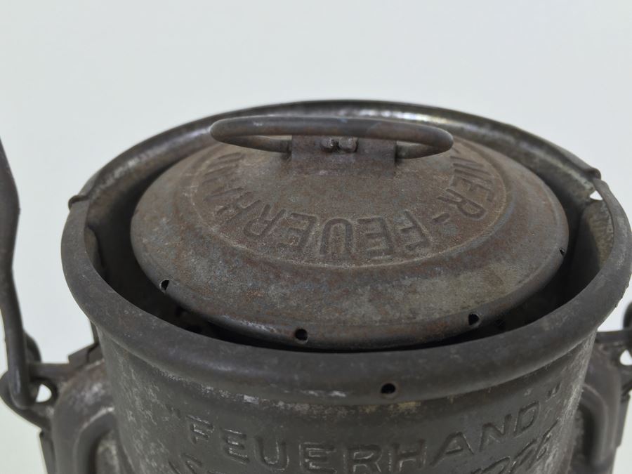 Vintage German Sturmkappe Lantern With Original Glass Jena Feuerhand Feuer Hand Lamp Firehand [Photo 19]