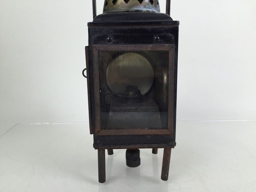 Antique Sherwoods Ltd Birmingham Brass Footed Lantern With Handle Made In England [Photo 2]