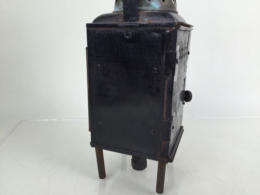 Antique Sherwoods Ltd Birmingham Brass Footed Lantern With Handle Made In England [Photo 11]