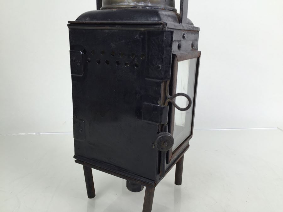 Antique Sherwoods Ltd Birmingham Brass Footed Lantern With Handle Made In England [Photo 9]
