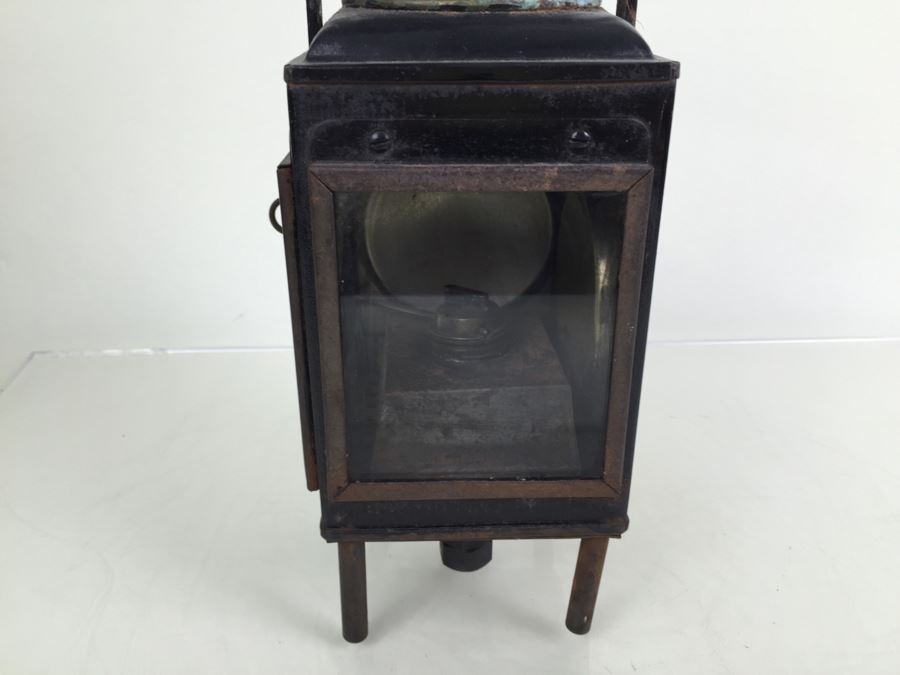 Antique Sherwoods Ltd Birmingham Brass Footed Lantern With Handle Made In England [Photo 6]