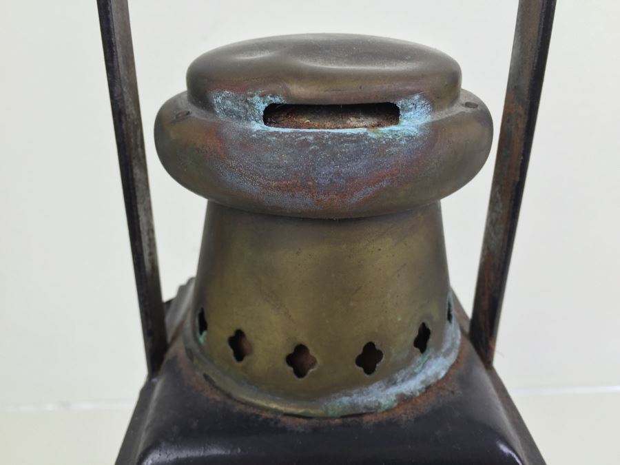 Antique Sherwoods Ltd Birmingham Brass Footed Lantern With Handle Made In England [Photo 5]