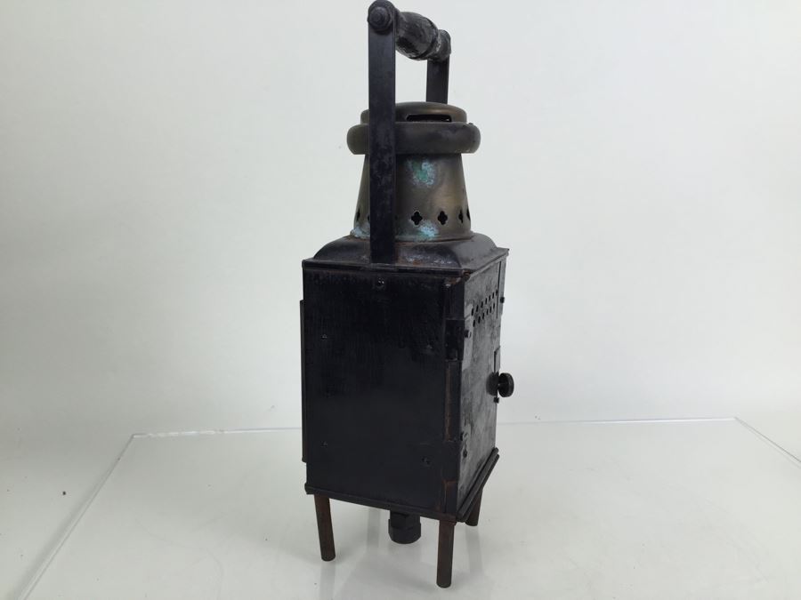 Antique Sherwoods Ltd Birmingham Brass Footed Lantern With Handle Made In England [Photo 10]