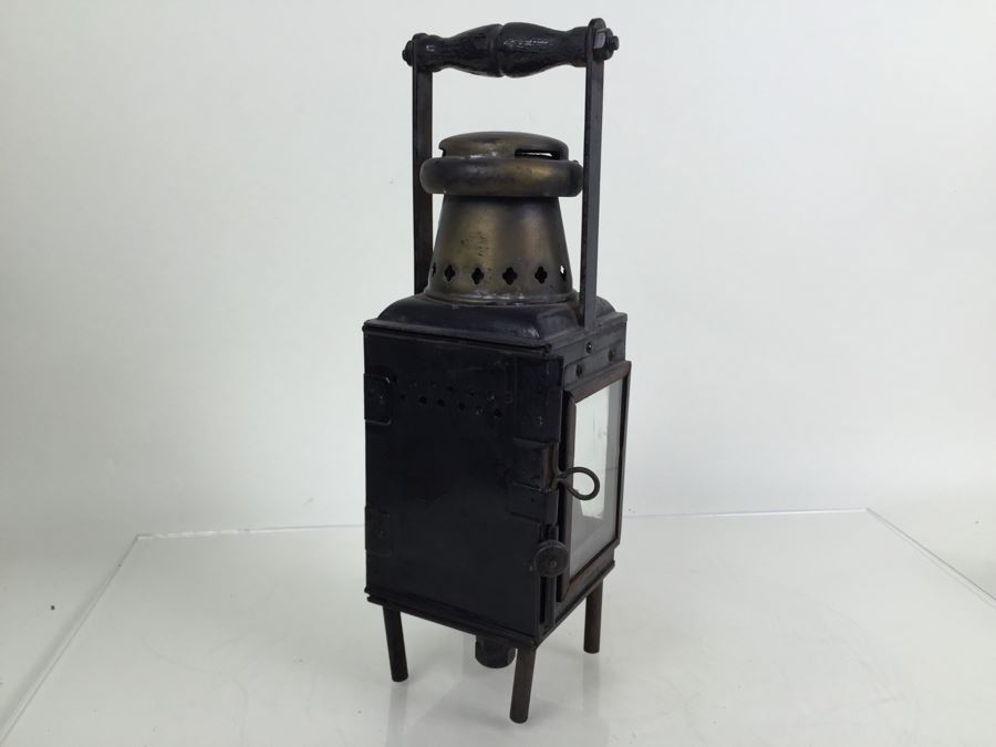 Antique Sherwoods Ltd Birmingham Brass Footed Lantern With Handle Made In England [Photo 3]