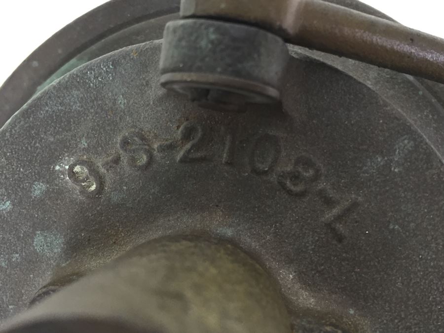 Stunning Antique Bronze Industrial Ship Lantern Maritime With Blue Glass Marked '2099-L-4' '9-S-2108-L' [Photo 6]