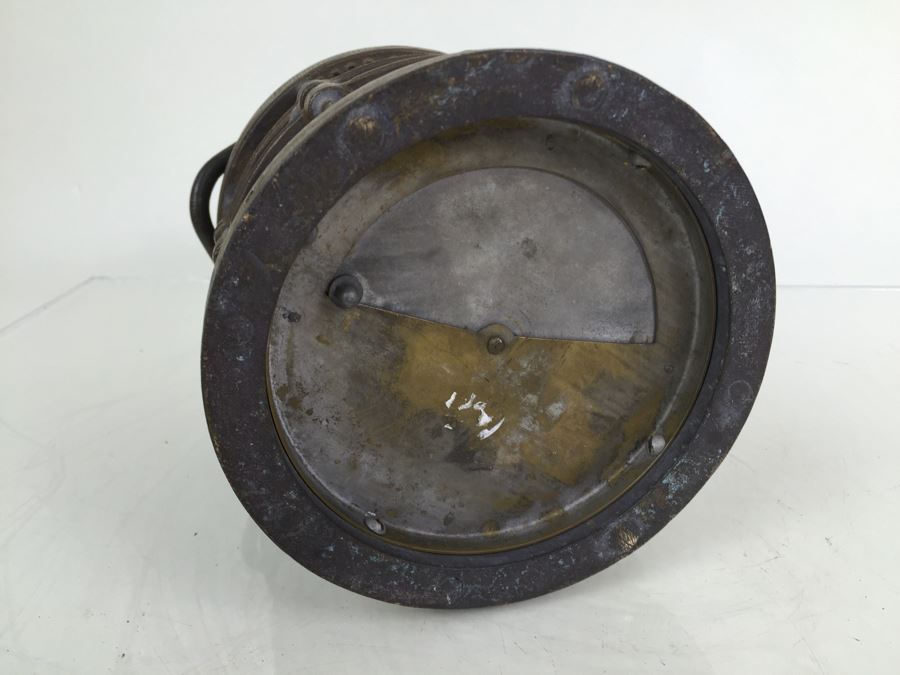 Stunning Antique Bronze Industrial Ship Lantern Maritime With Blue Glass Marked '2099-L-4' '9-S-2108-L' [Photo 17]