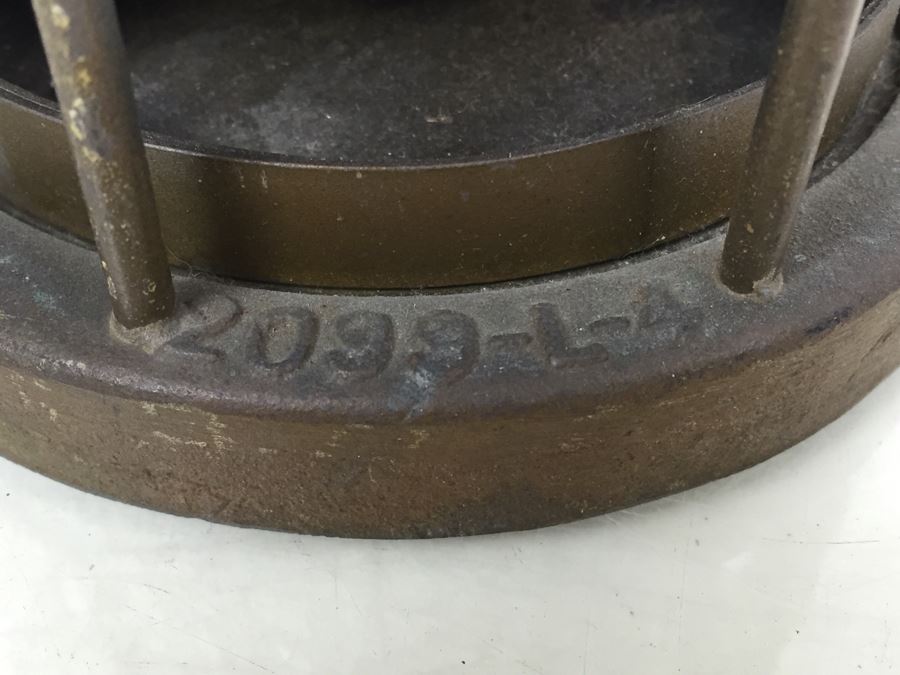 Stunning Antique Bronze Industrial Ship Lantern Maritime With Blue Glass Marked '2099-L-4' '9-S-2108-L' [Photo 4]