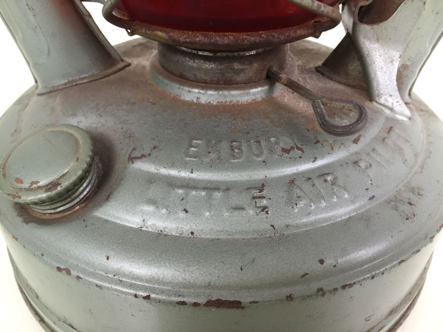 Vintage Embury Lantern Green With Red Globe Little Air Pilot No. 350 Stamped 'Property Of Comm. Of Mass Dept. Of Public Works' [Photo 6]