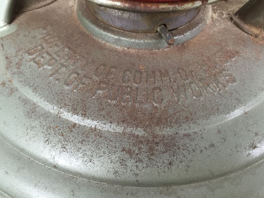 Vintage Embury Lantern Green With Red Globe Little Air Pilot No. 350 Stamped 'Property Of Comm. Of Mass Dept. Of Public Works' [Photo 13]