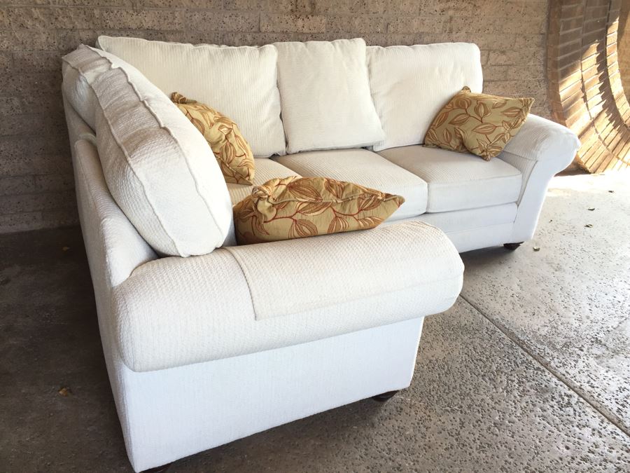 White Bassett Sectional Sofa With Accent Pillows In Excellent Condition [Photo 12]