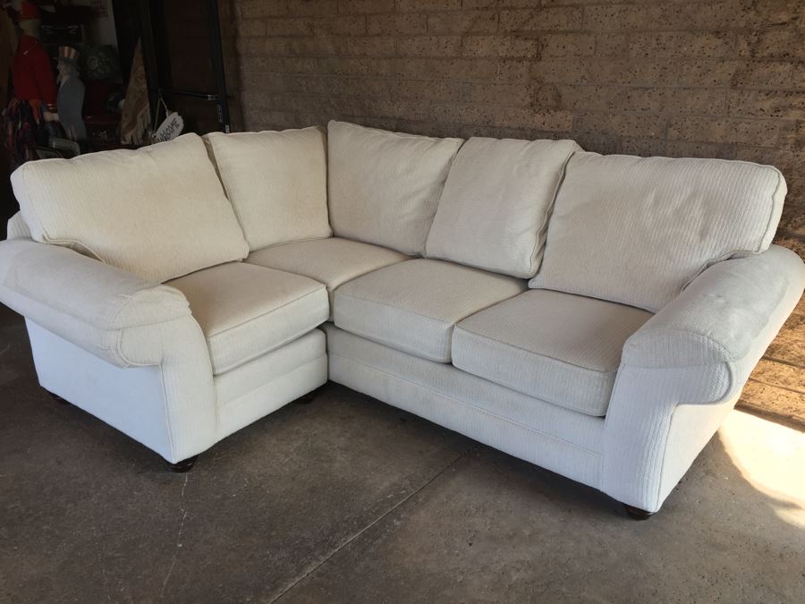 White Bassett Sectional Sofa With Accent Pillows In Excellent Condition [Photo 4]