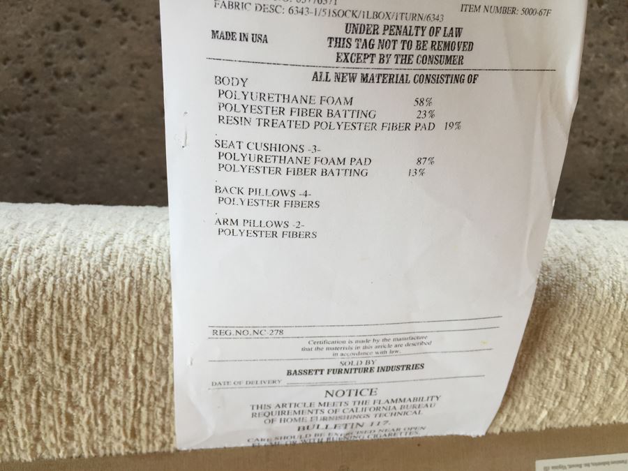 White Bassett Sectional Sofa With Accent Pillows In Excellent Condition [Photo 17]