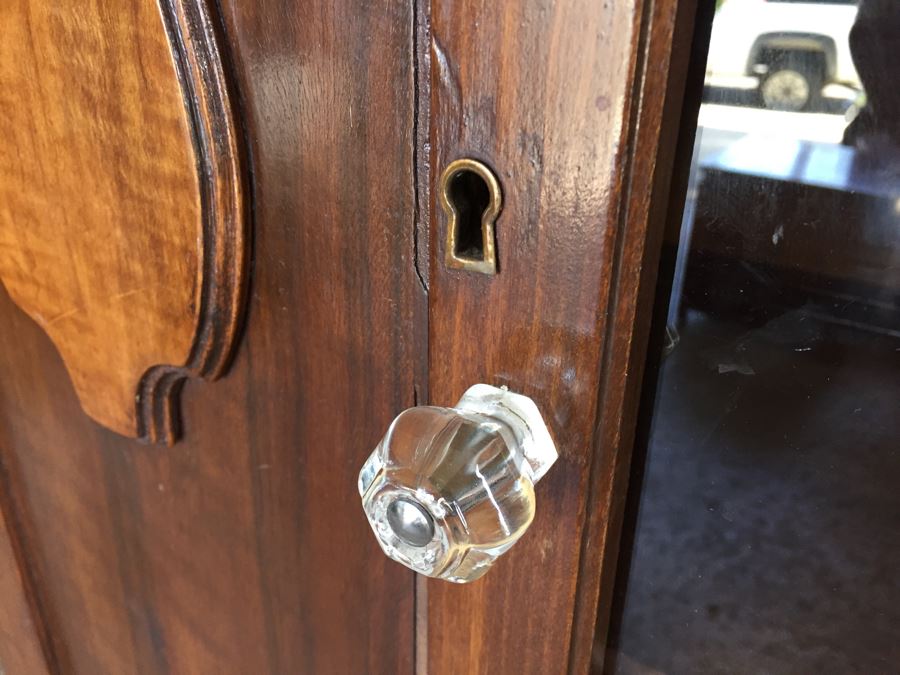 Vintage Cabinet With Glass Door Front And Drawer